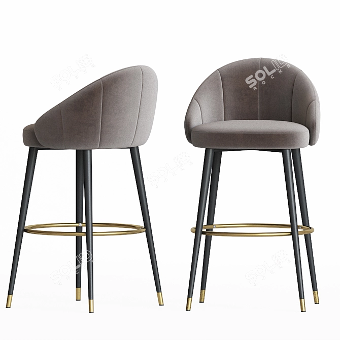 Luxury Velvet Ferrara Barstool 3D model image 2