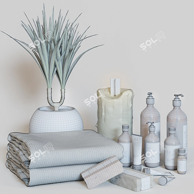 Title: Bathroom Decor Set: Elegant and Functional 3D model image 3