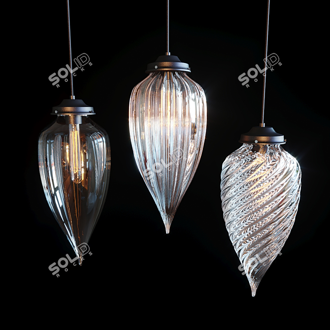 Elegant Pointelle Pendant Light 3D model image 1