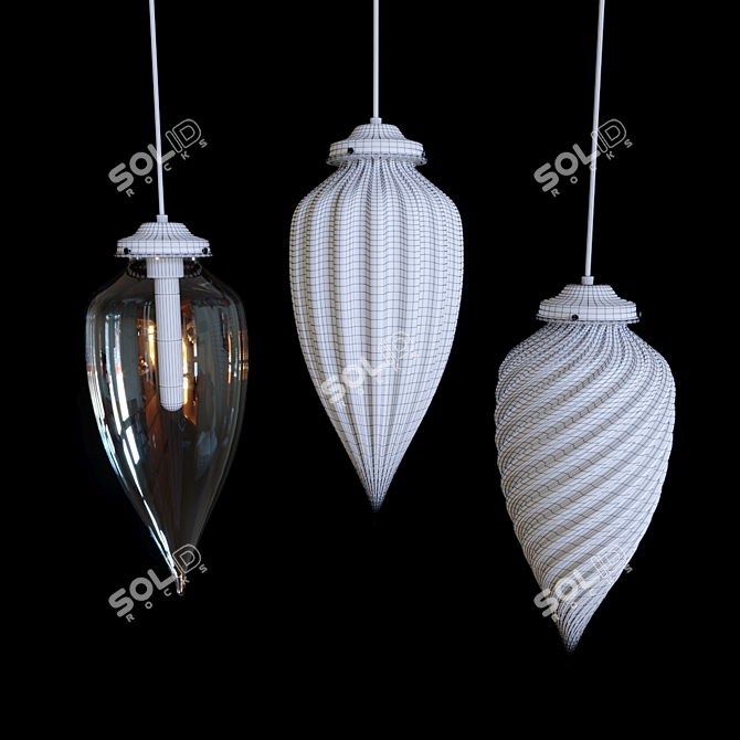 Elegant Pointelle Pendant Light 3D model image 2