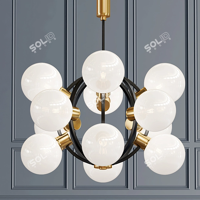 Sleek White Glass Sputnik Chandelier 3D model image 1