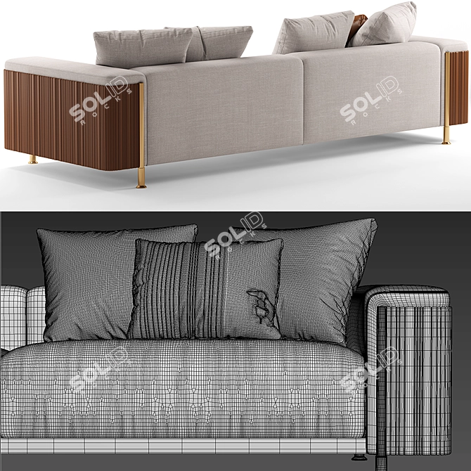 Luxurious Deven Sofa: Elegant and Comfortable 3D model image 3