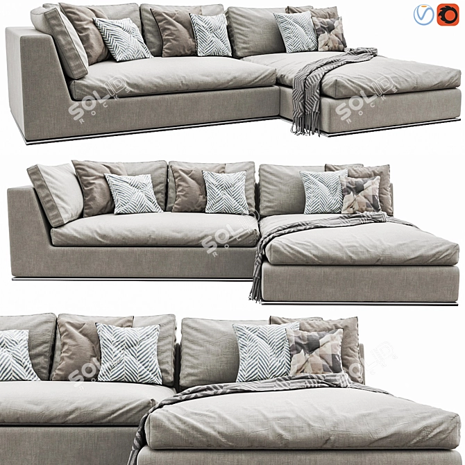 Contemporary Hamilton End Corner Sofa 3D model image 1