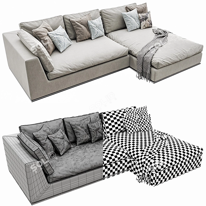 Contemporary Hamilton End Corner Sofa 3D model image 3