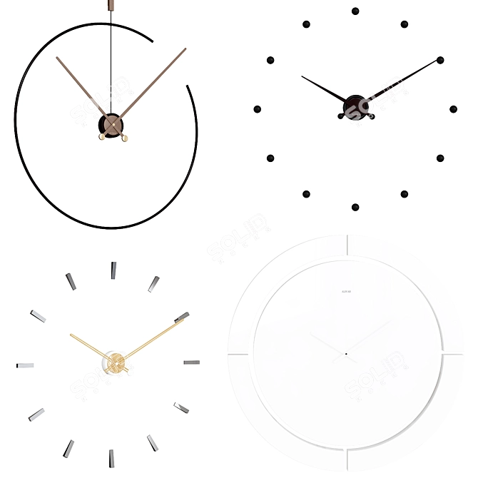 Contemporary Metal Wall Clocks 3D model image 1