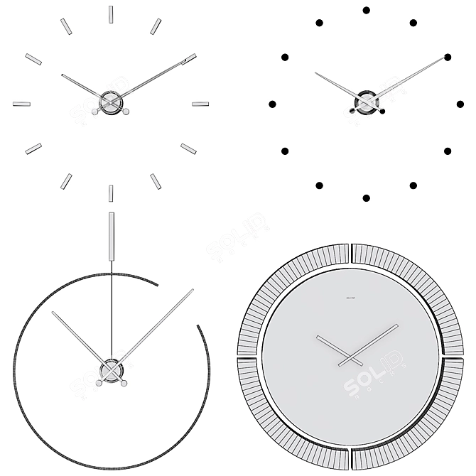 Contemporary Metal Wall Clocks 3D model image 3