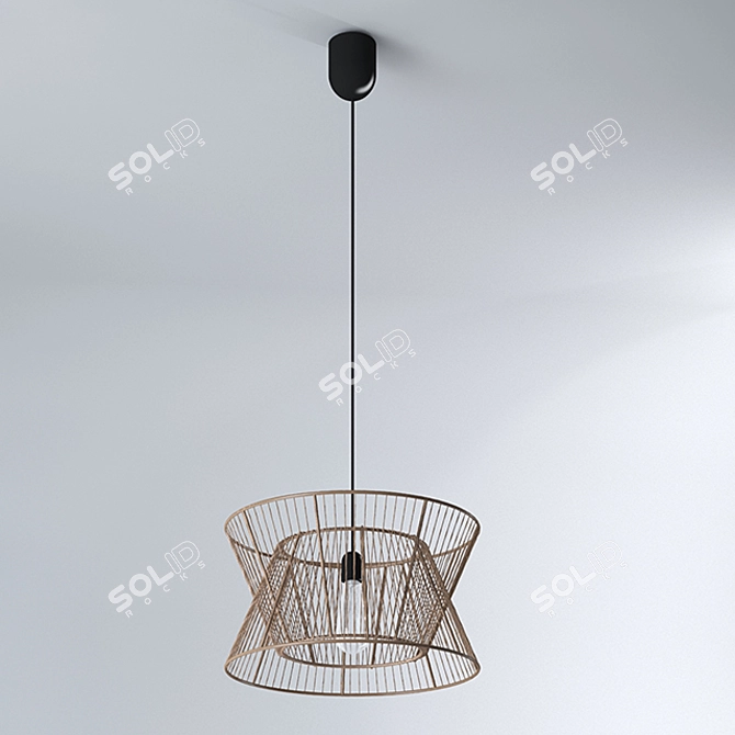 Industrial Black Rope Pendant Light 3D model image 1