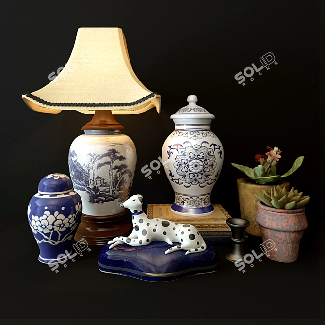 Chinese Ethnics Interior Set 3D model image 1