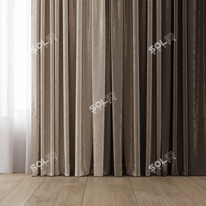 Silk Atlas Curtains & Sheer: 4 Color Options 3D model image 2