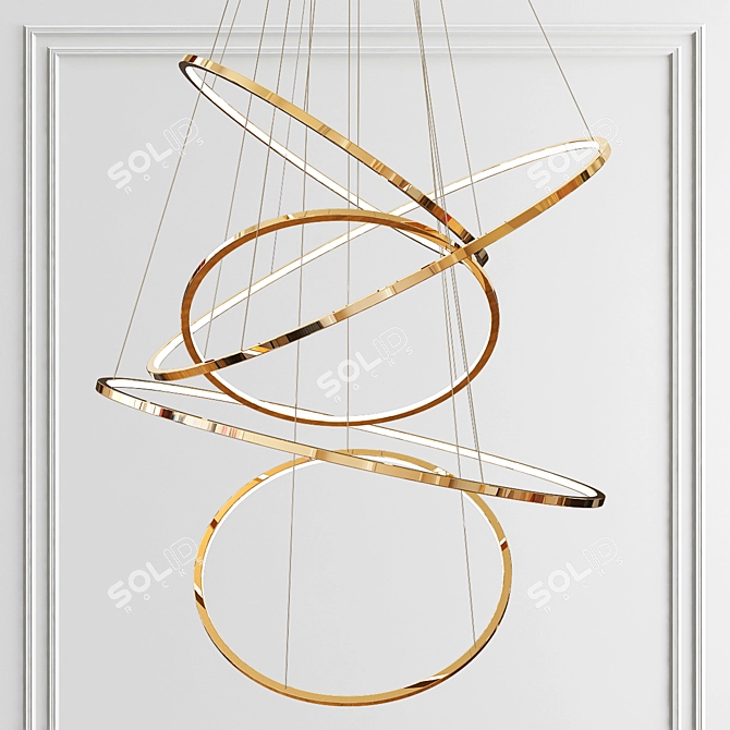 Sleek LED Ring Pendant 3D model image 1