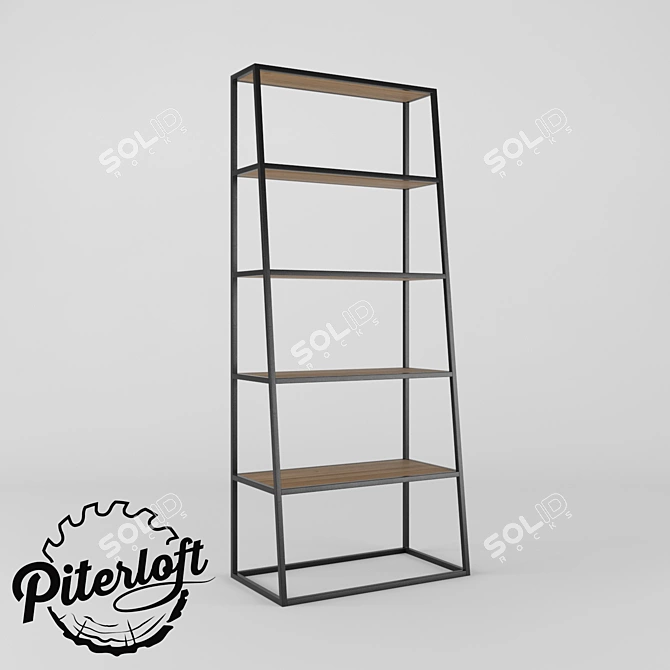 Title: Industrial Chic Loft Rack 3D model image 1