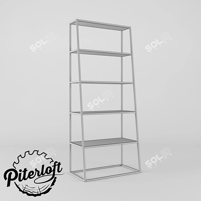 Title: Industrial Chic Loft Rack 3D model image 2