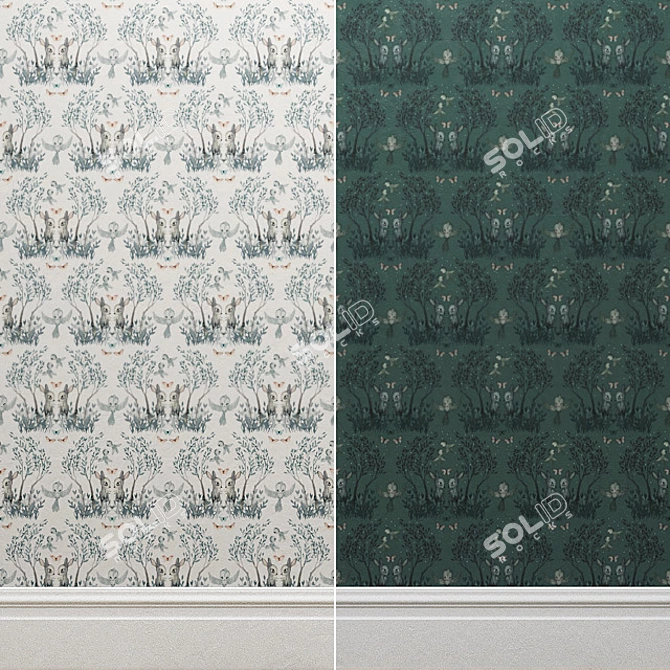 Mighetto Garden Wallpaper - Beige & Green 3D model image 1