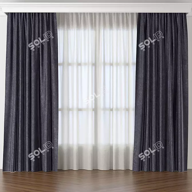 Elegant Silk Draperies: Curtains 01 3D model image 1