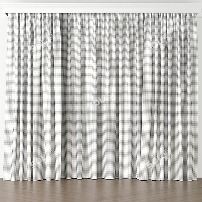 Elegant Silk Draperies: Curtains 01 3D model image 2