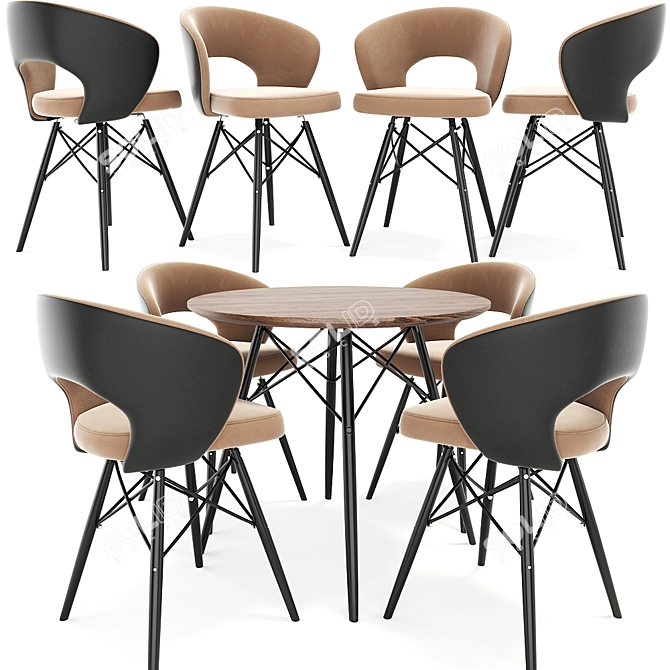 Modern Dining Chair Set - Ready to Use - 3DSMax 2011 & OBJ Format 3D model image 1