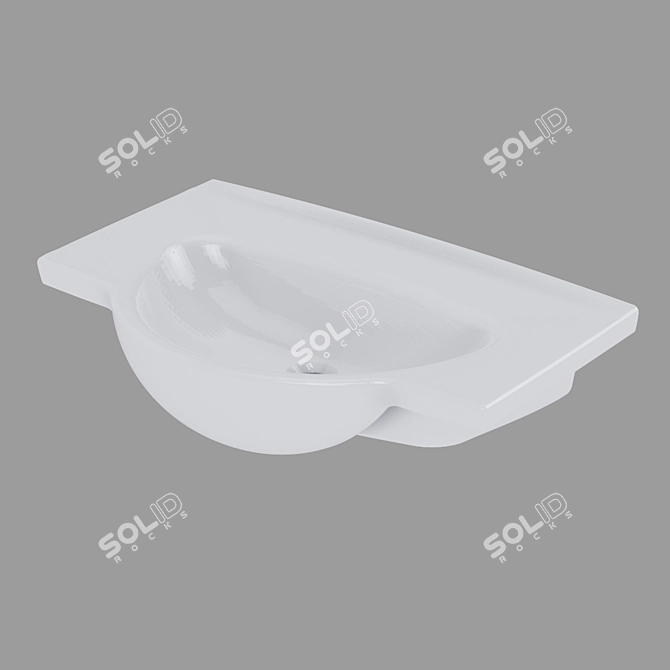 Sleek White Inset Sink: NATI 70 3D model image 1