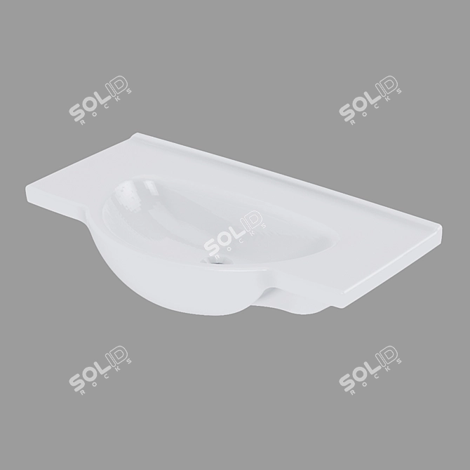 Sleek White Built-In Sink: NATI 80 3D model image 1