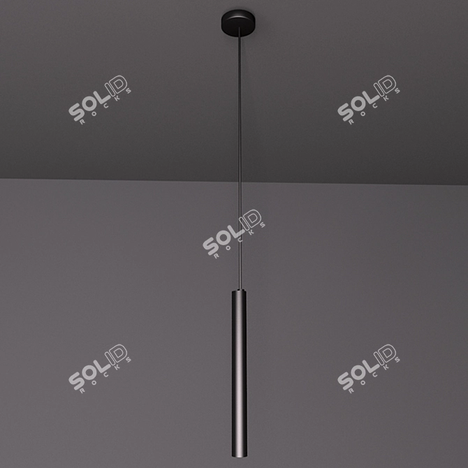 Sleek Black Aluminum Pendant Light 3D model image 1