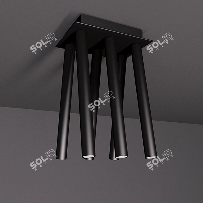 VIOKEF Sleek Black LED Ceiling Fixture 3D model image 1