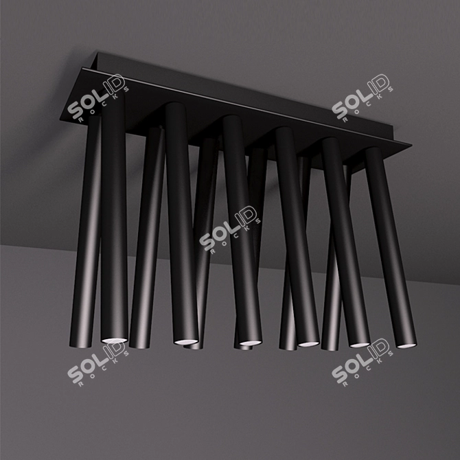 Sleek Black Aluminum LED Ceiling Light 3D model image 1