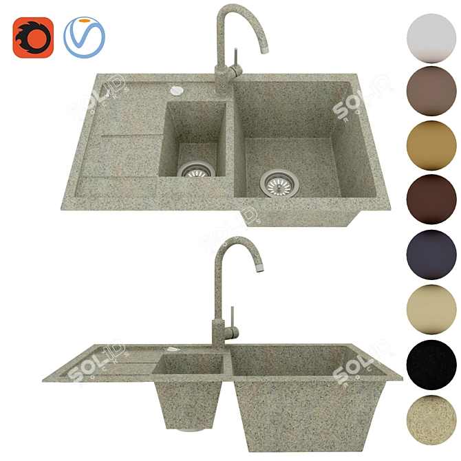 Modern Blanco Metra 6S Compact Kitchen Sink with Mixer 3D model image 1