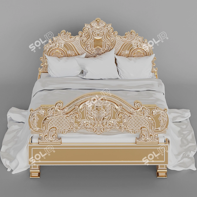 Italian Carved Bed, Baroque 3D model image 1