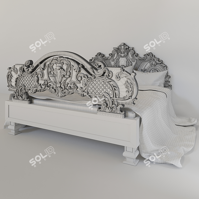 Italian Carved Bed, Baroque 3D model image 2