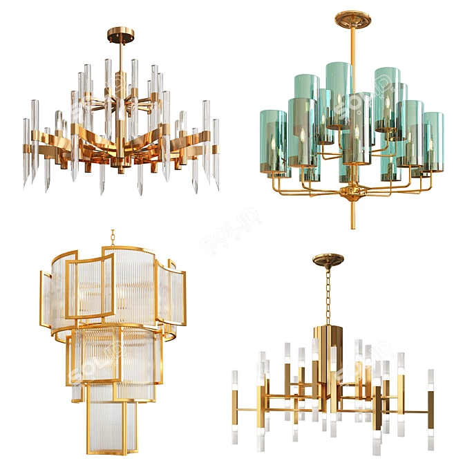 Elegant Crystal Chandelier Collection 3D model image 1