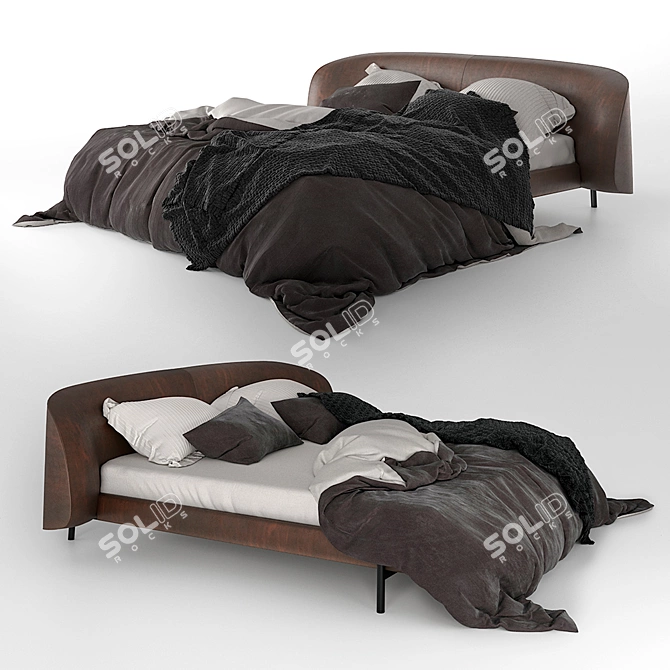 Elegant Ermione Designer Bed 3D model image 1