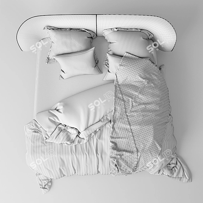 Elegant Ermione Designer Bed 3D model image 3