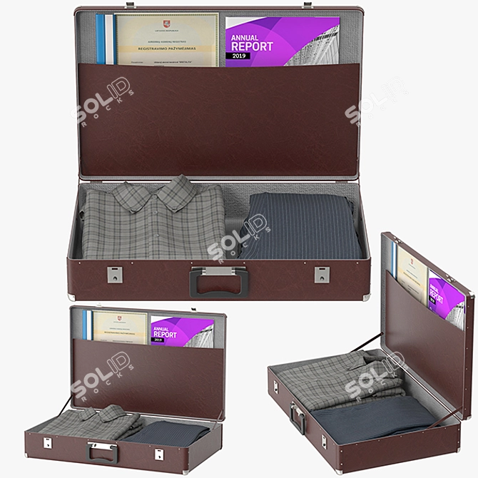 Travel Ready: Portable Suitcase with Clothes 3D model image 2