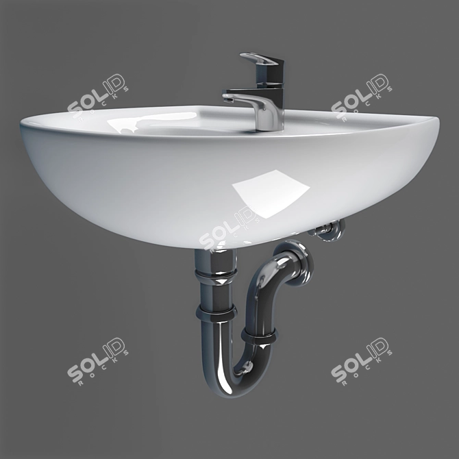 Elegant Keramag Renova Sink 3D model image 2