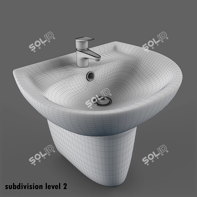 Elegant Keramag Renova Sink 3D model image 3