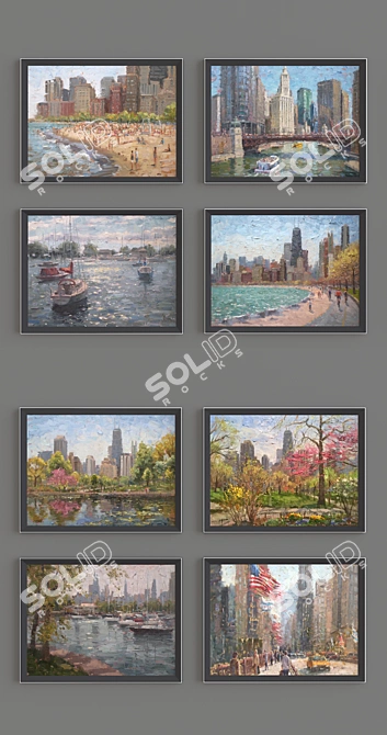 Chicago Cityscapes: Paintings by EJ Paprocki (21-piece Collection) 3D model image 3