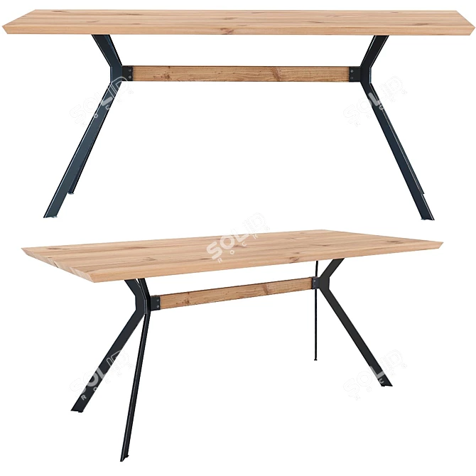 Scandi Oak Table: Stylish, Spacious, and Versatile 3D model image 1