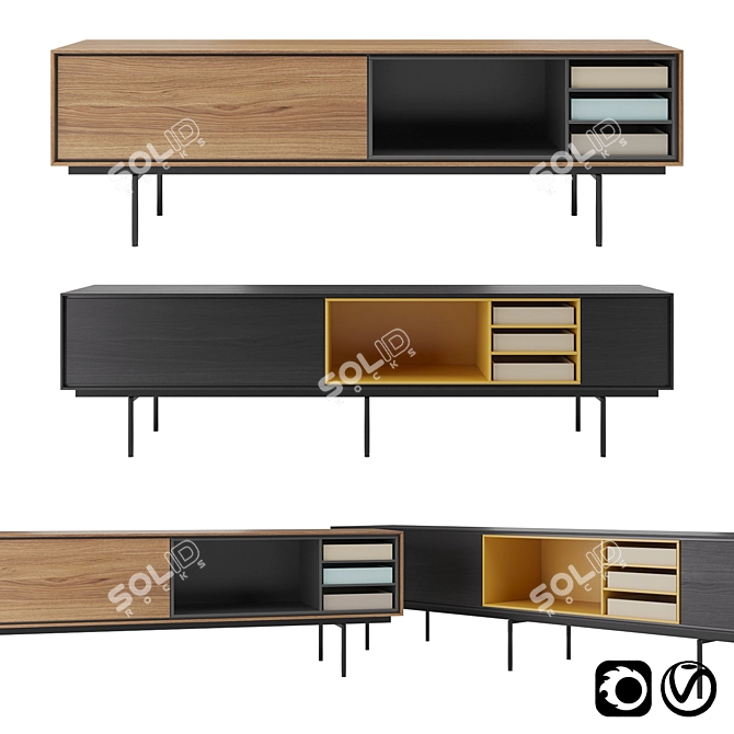 Sleek Aura TV Stand: Modern Elegance 3D model image 1