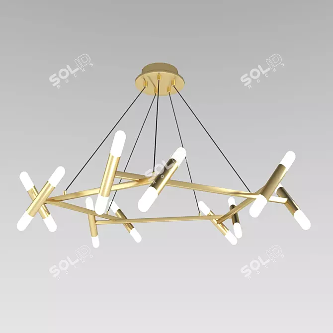 Modern Brass Pendant Light 3D model image 1