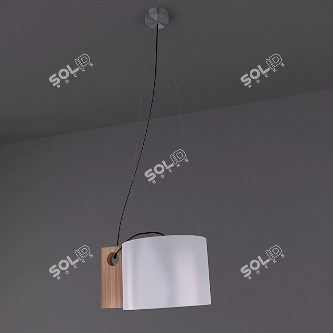 Orbed Pendant Light: Satin White Glass & Wooden Fittings 3D model image 1