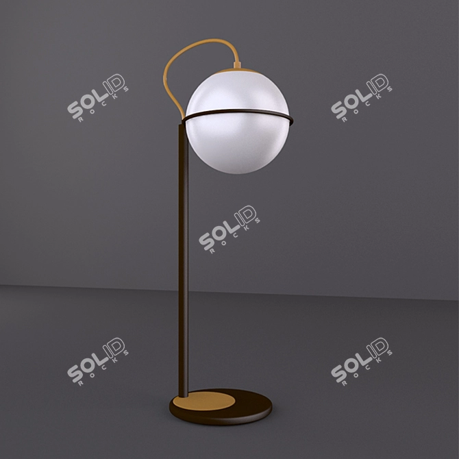 Opal Glass Table Lamp with Black and Gold Details 3D model image 1