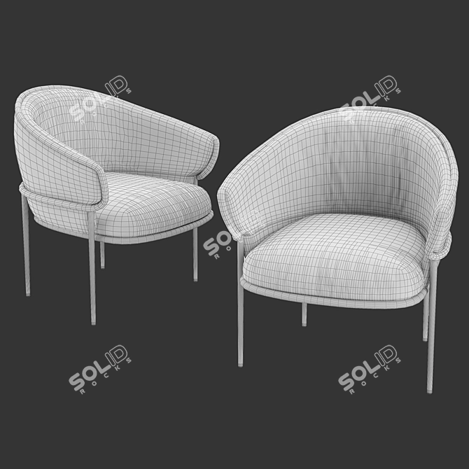 Cozy Fabric Easy Chair 3D model image 3