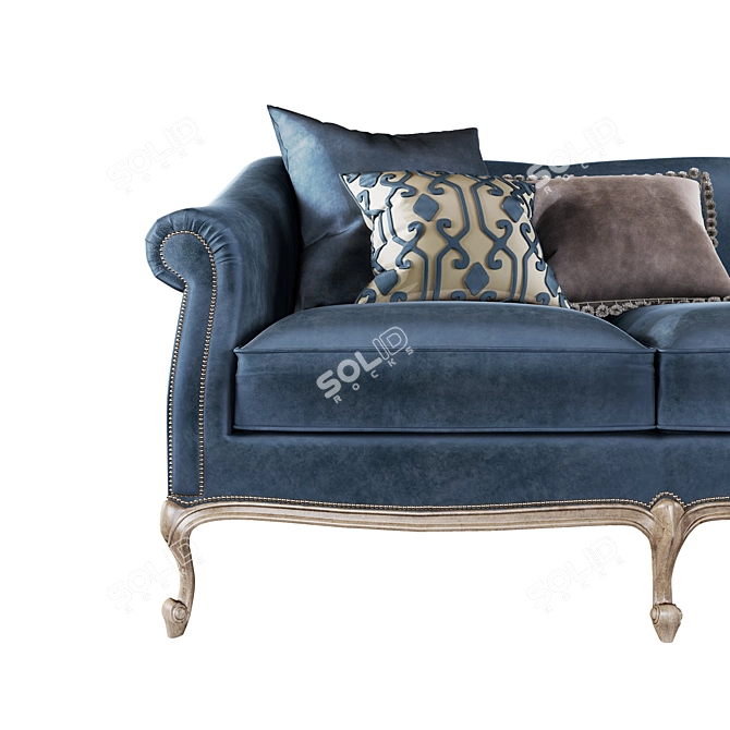 Elegant Carved Wood Sofa 3D model image 2