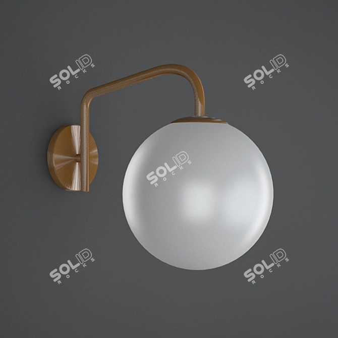 Gilded Opal Glass Wall Light 3D model image 1