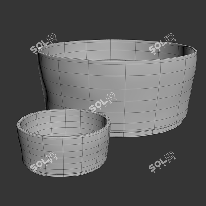 Elegant Sloan Black Serving Bowl 3D model image 2