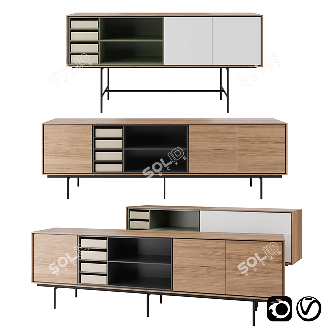 Modern Aura Sideboard: Elegant Design 3D model image 1