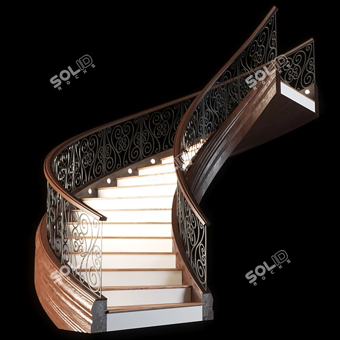 Finely-Crafted Staircase with 424K Poly Count 3D model image 1