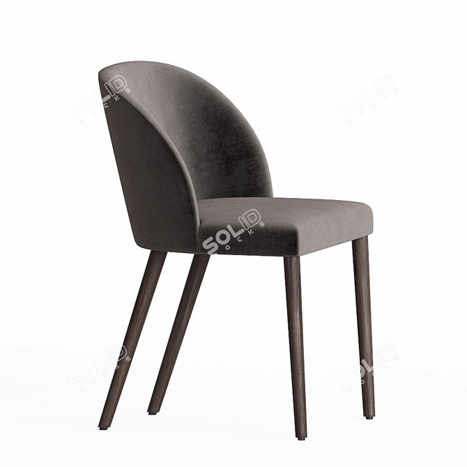 Elegant Camille Chair: Velvet & Wood 3D model image 2