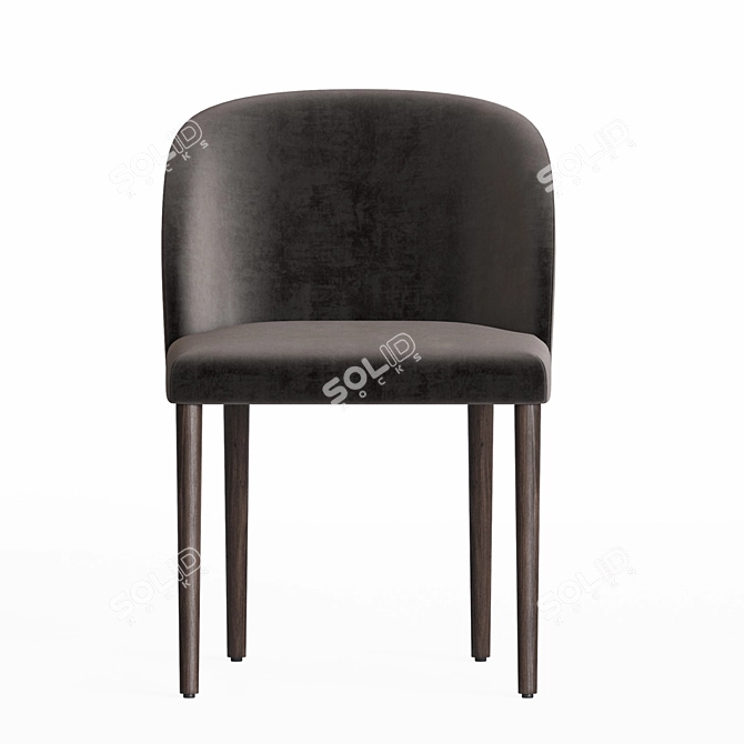 Elegant Camille Chair: Velvet & Wood 3D model image 3