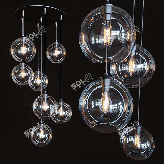 Modern Circular Pendant Light 3D model image 1