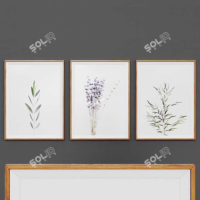 3-Piece Wooden Framed Art Set 3D model image 1